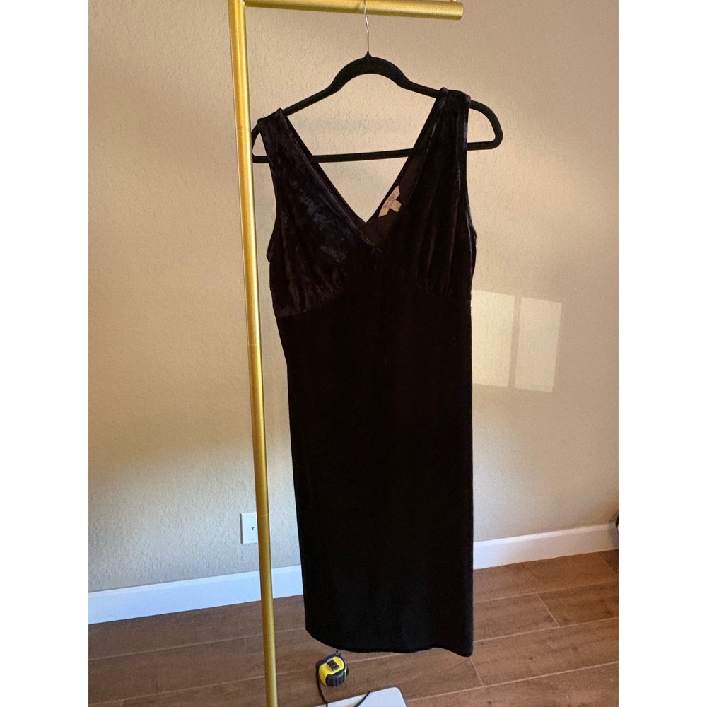 VTG Nine Eight New York Midi Dress Velvet Babydoll Y2K Coquette Minimalist Glam